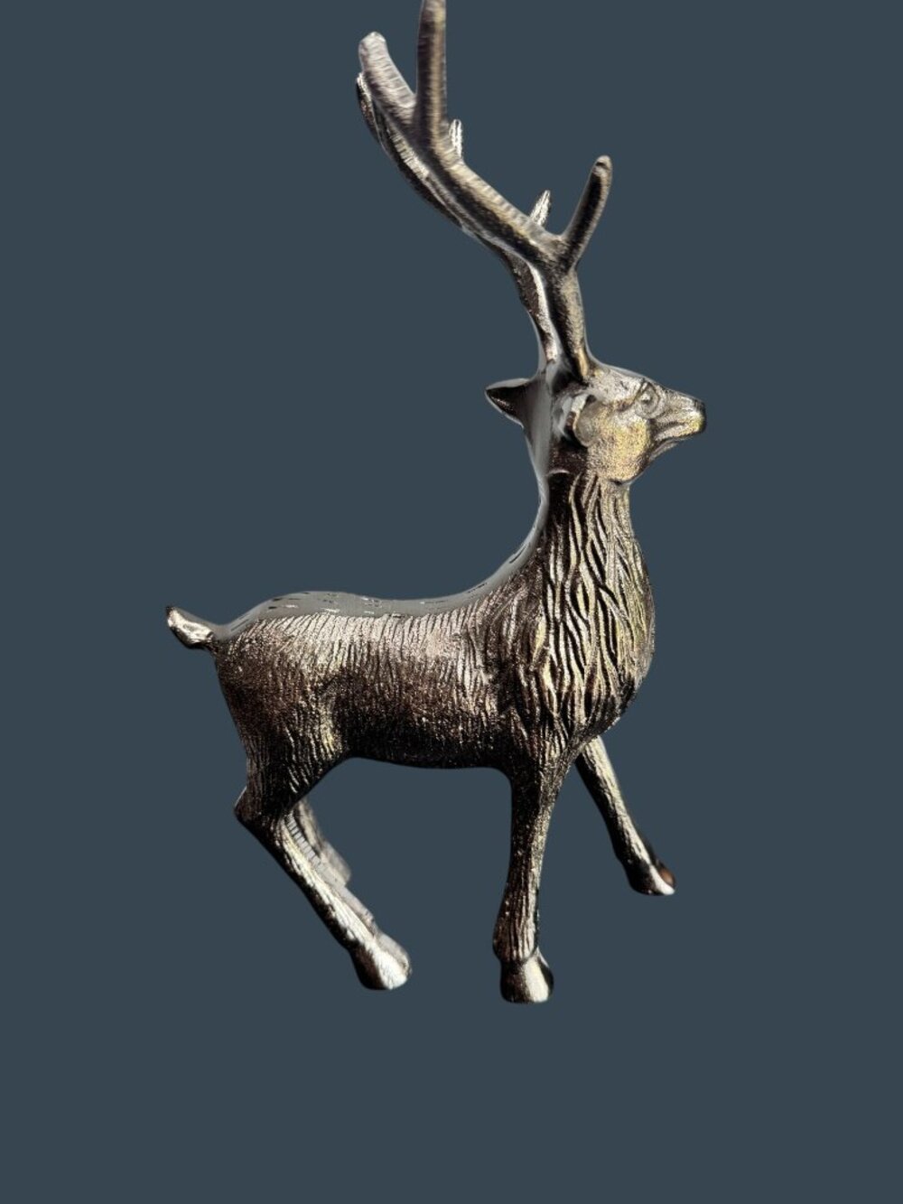 Vintage Silver Metal Deer Figurine Stag Buck Statue Rustic Lodge Woodland Decor - Picture 5 of 8
